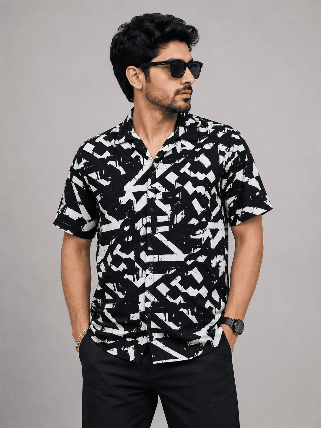BLUEFIN Men's Midnight Geo Print Casual Shirt